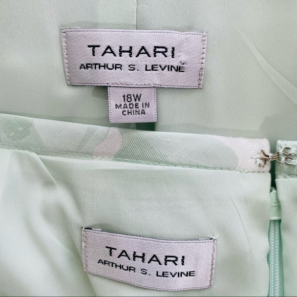 Tahari Asl 2PC Skirt Suit Green Floral Size 18W - Picture 7 of 9